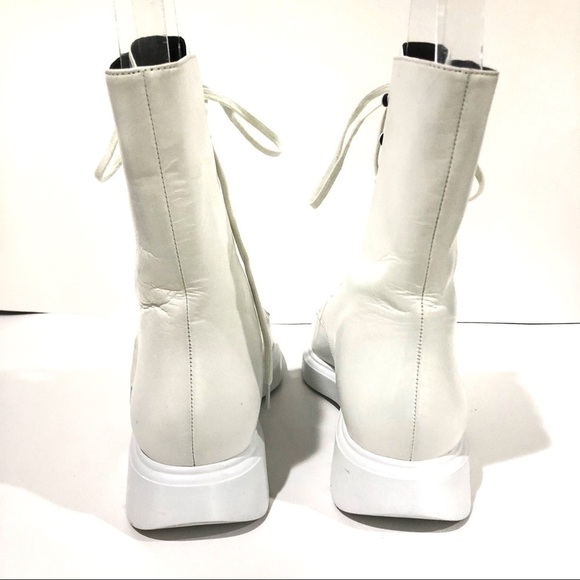 Stuart Weitzman Mckenzee Lace-Up Moto Combat Boots All White - Sz 7.5 - Picture 5 of 9